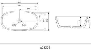 Раковина ABBER Rechteck 60см белый AC2206